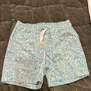 Tropical Blue Leaf Print onia Swim Shorts